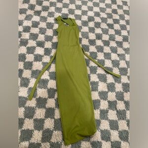 Green backless bodycon midi dress